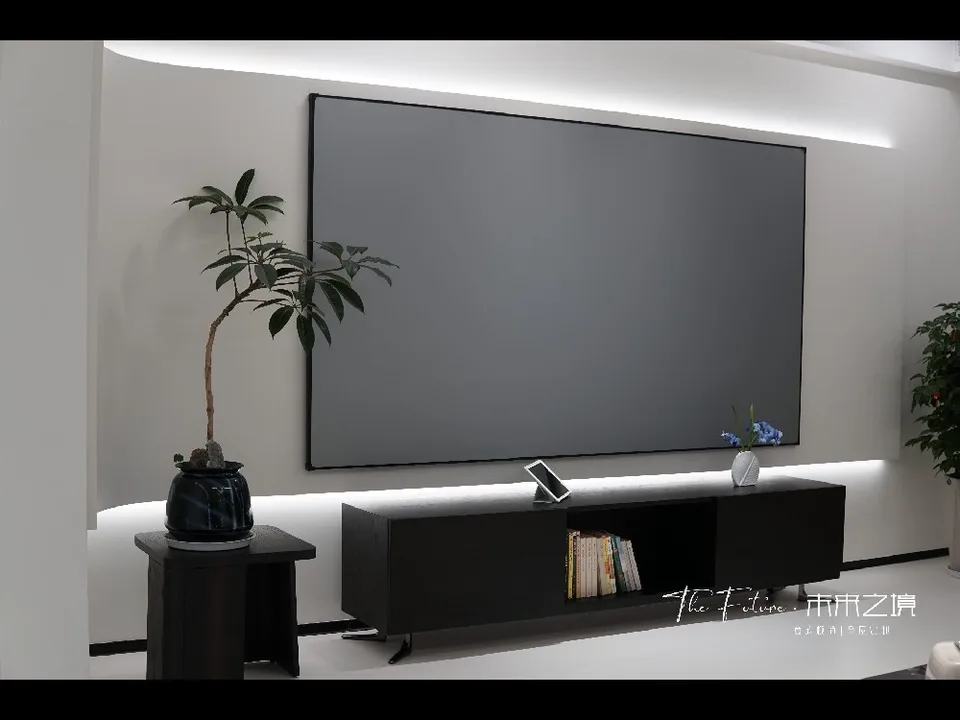 丽水中骏锦园风信灰现代极简全屋木作客厅实景